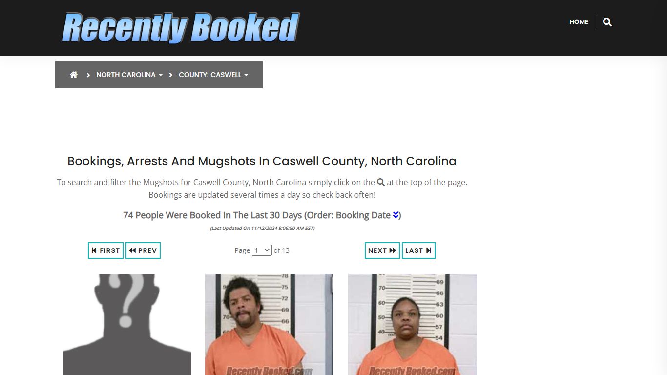 Bookings, Arrests and Mugshots in Caswell County, North Carolina