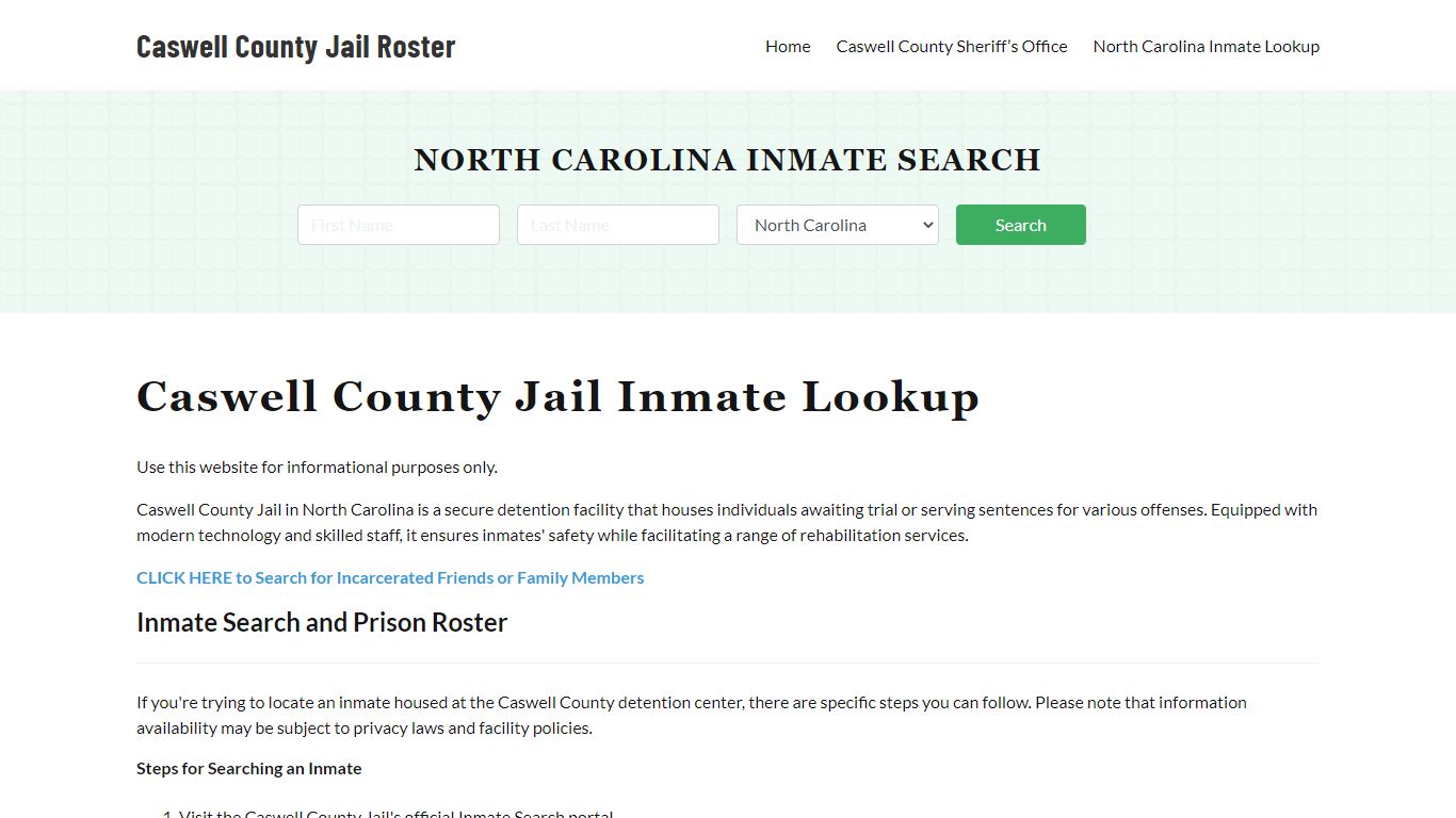 Caswell County Jail Roster Lookup, NC, Inmate Search