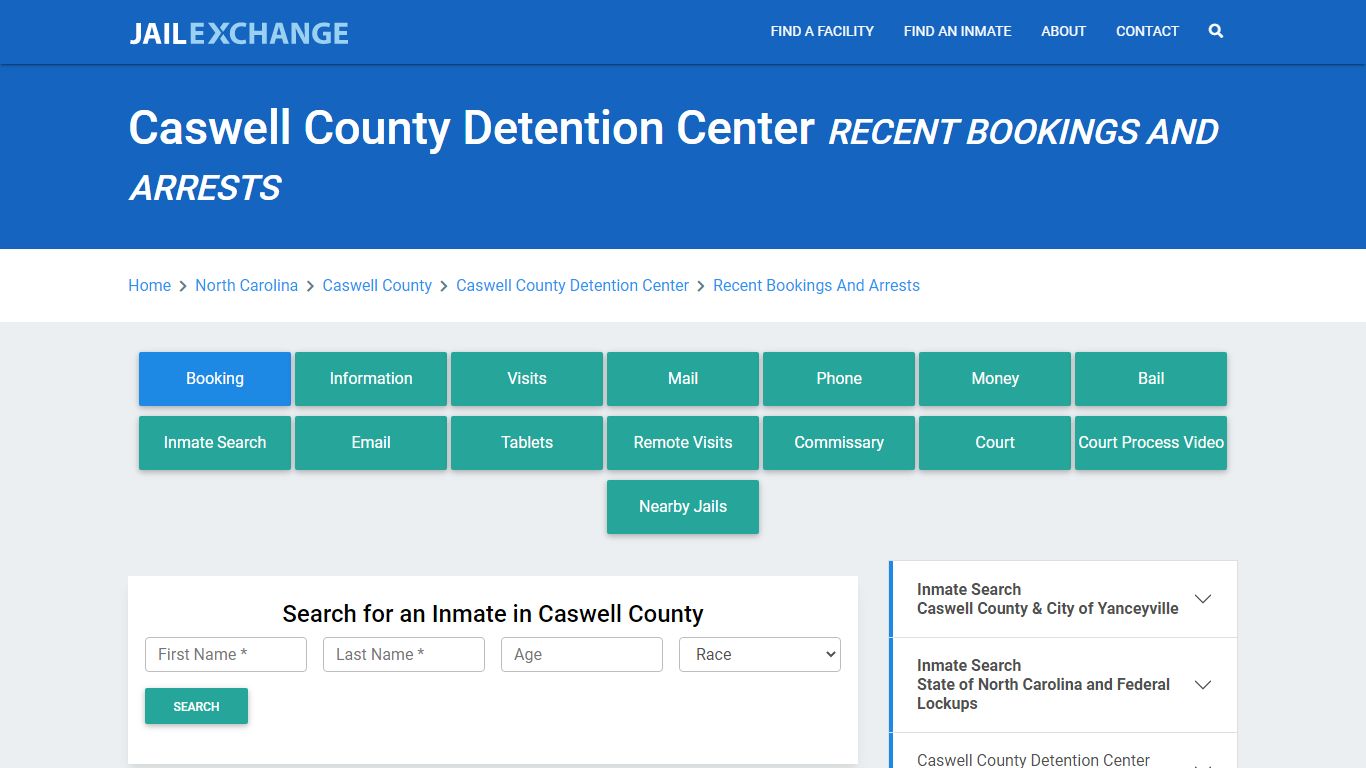 Caswell County Detention Center Recent Bookings And Arrests - Jail Exchange